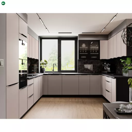 Alsó sarokszekrény, kasmír/fekete, ARAKA 90x90 DN 2F BB