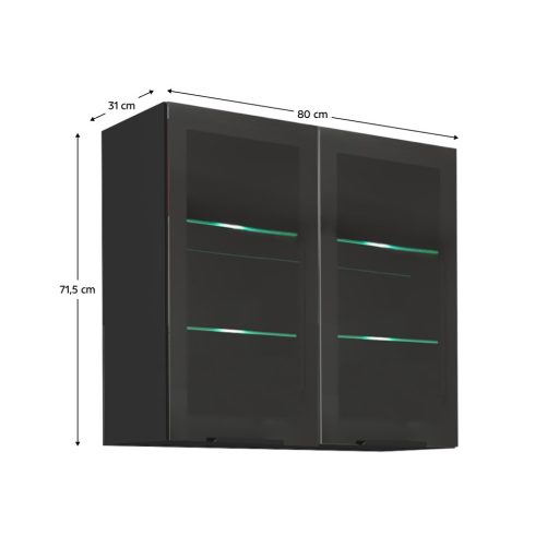 Felső szekrény, fekete, ARAKA/MENZO/SIBER 80 GS-72 2F