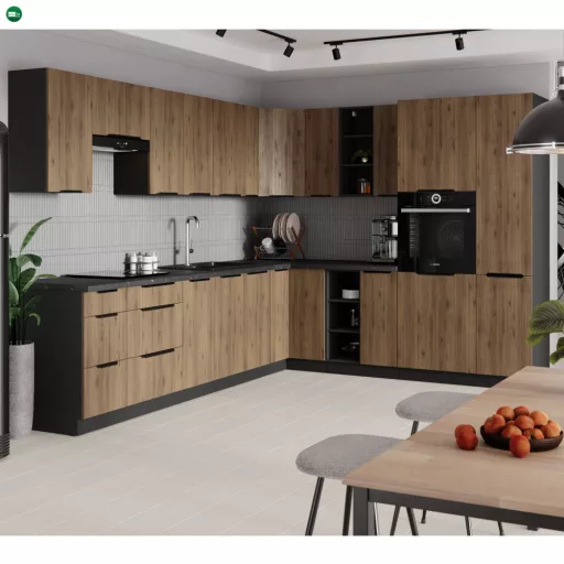 Felső sarokszekrény fekete, ARAKA/MENZO/SIBER 30 G-72 ZAK