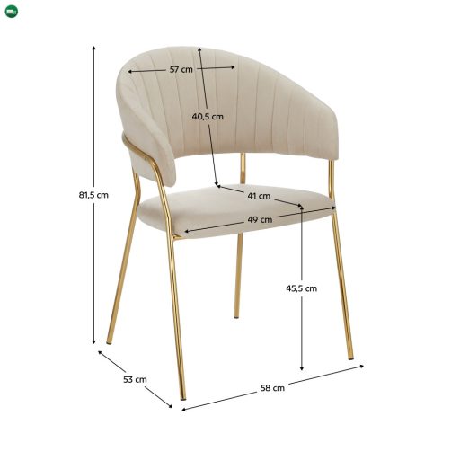 Design étkezőszék, bézs Velvet szövet/gold króm arany, DASMIN TYP 1