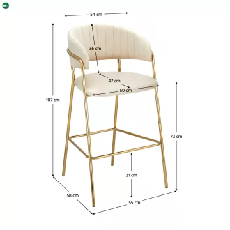   Design bárszék, bézs Velvet szövet/gold króm arany, DASMIN TYP 2