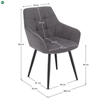 Design fotel, szürke/fekete, MARKEN