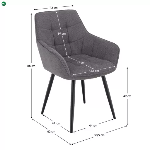 Design fotel, szürke/fekete, MARKEN