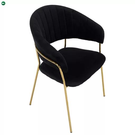 Design étkezőszék, fekete Velvet szövet/gold króm arany, DASMIN TYP 1