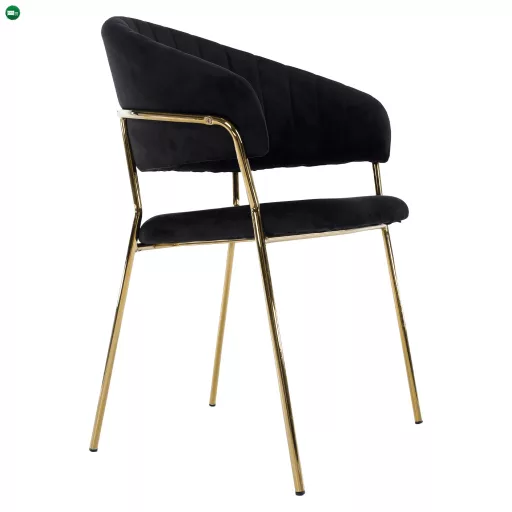 Design étkezőszék, fekete Velvet szövet/gold króm arany, DASMIN TYP 1