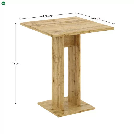 Étkezőasztal, wotan tölgy, 67,5x67,5 cm, EVERET