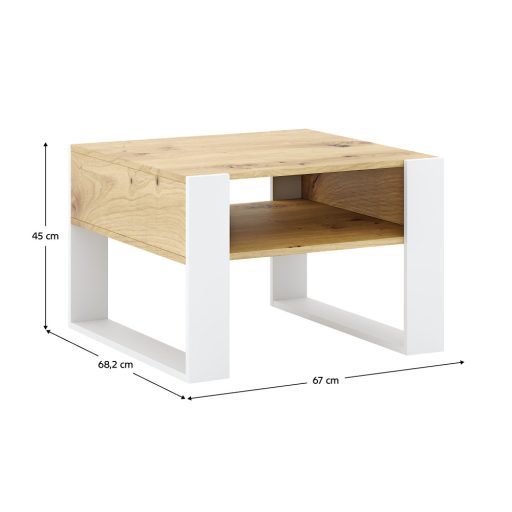 Dohányzóasztal, artisan tölgy/fehér, CARA 2