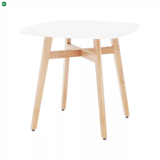 Étkezőasztal, fehér/természetes fa, 80x80 cm, DEJAN 3 NEW
