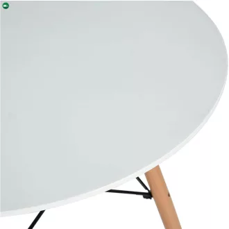   Étkezőasztal, fehér/matt/bükk, átmérő 120 cm, DEMIN NEW