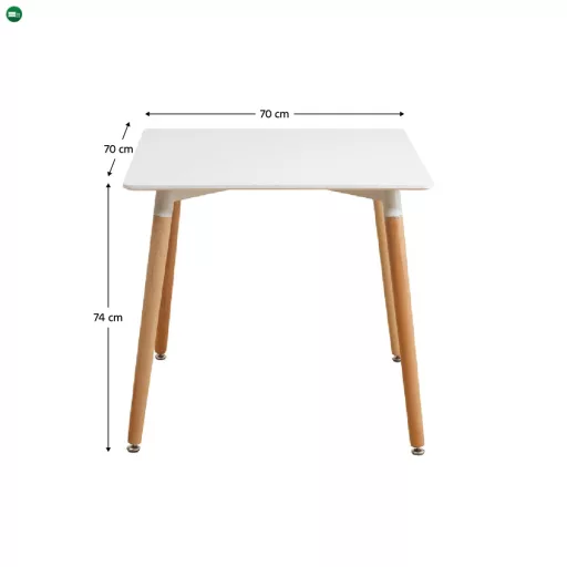 Étkezőasztal, fehér/bükk, 70x70 cm, DIDIER 4 NEW
