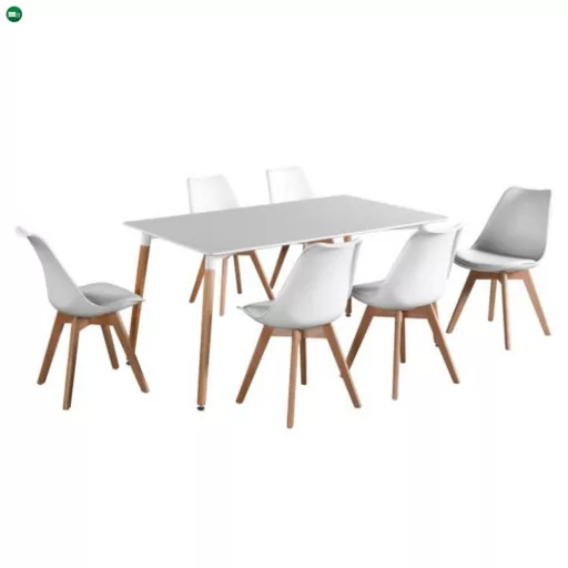 Étkezőasztal, fehér/bükk, 120x80 cm, DIDIER 5 NEW
