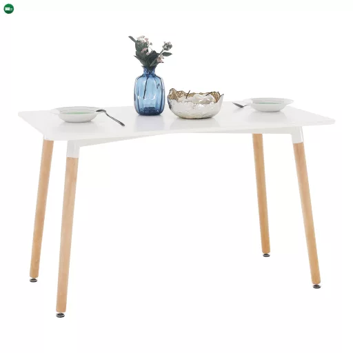 Étkezőasztal, fehér/bükk, 120x80 cm, DIDIER 5 NEW