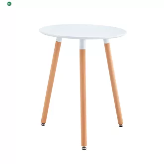   Étkezőasztal, fehér/bükk, átmérő 60 cm, ELCAN NEW TYP 1