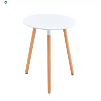   Étkezőasztal, fehér/bükk, átmérő 60 cm, ELCAN NEW TYP 1