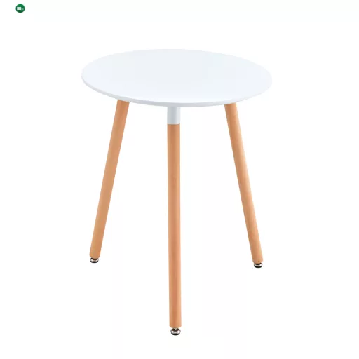 Étkezőasztal, fehér/bükk, átmérő 60 cm, ELCAN NEW TYP 1