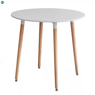   Étkezőasztal, fehér/bükk, átmérő 80 cm, ELCAN NEW TYP 2