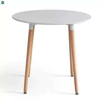   Étkezőasztal, fehér/bükk, átmérő 80 cm, ELCAN NEW TYP 2