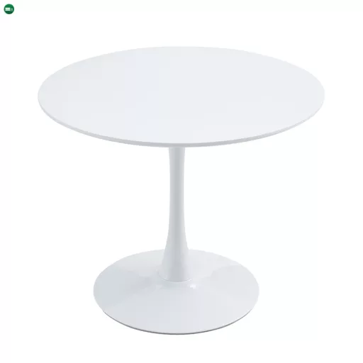 Étkezőasztal, kerek, fehér, matt, átmérő 80 cm, REVENTON NEW