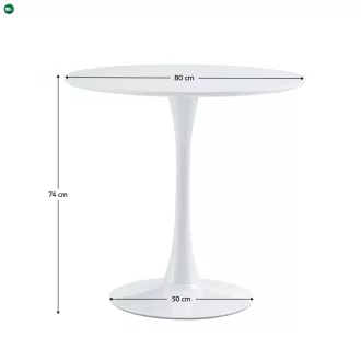   Étkezőasztal, kerek, fehér, matt, átmérő 80 cm, REVENTON NEW