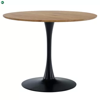   Étkezőasztal, kerek, tölgy/fekete, átmérő 110 cm, REVENTON NEW