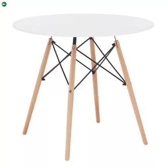   Étkezőasztal,  fehér/bükk, átmérő 80 cm, GAMIN 2 NEW 80