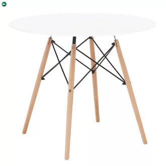   Étkezőasztal,  fehér/bükk, átmérő 90 cm, GAMIN 2 NEW 90
