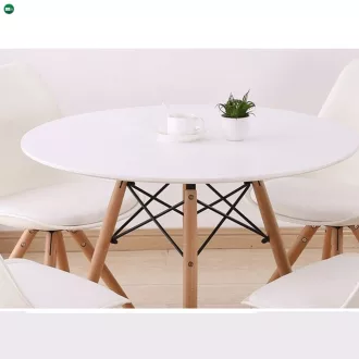   Étkezőasztal,  fehér/bükk, átmérő 90 cm, GAMIN 2 NEW 90