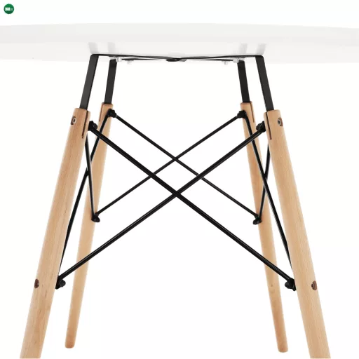 Étkezőasztal,  fehér/bükk, átmérő 90 cm, GAMIN 2 NEW 90