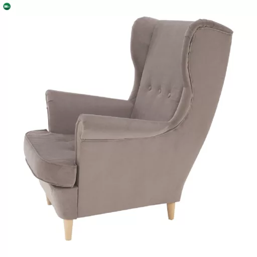 Füles fotel, bézs-szürke/bükk, RUFINO 3 NEW