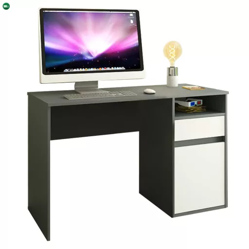 PC asztal, grafit/fehér, BILI NEW