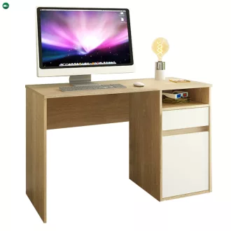 PC asztal, sonoma tölgy/fehér, BILI NEW