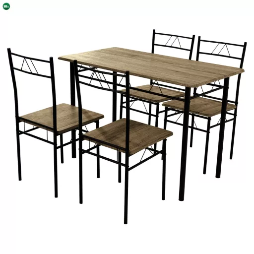 Étkezőgarnitúra 1+4, világos tölgy/fekete, PAON