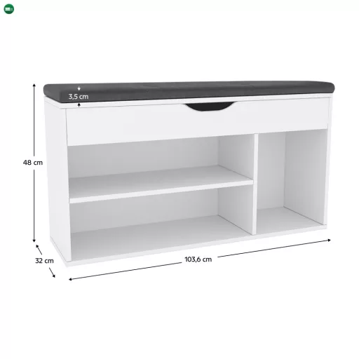 Cipőpolc paddal, fehér, FUDDY NEW