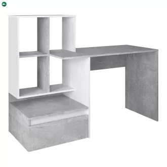 Számítógépasztal, beton/fehér, NEREO NEW