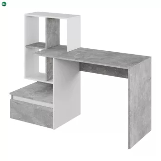 Számítógépasztal, beton/fehér, NEREO NEW