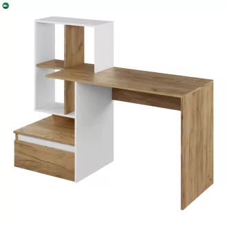 Számítógépasztal, artisan tölgy/fehér, NEREO NEW