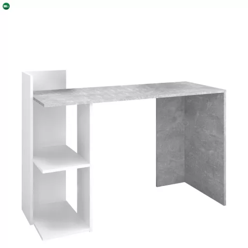Számítógépasztal, beton/fehér, ANDREO NEW