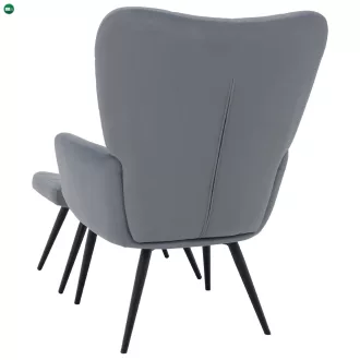 Fotel lábtartóval, szürke Velvet szövet/fekete, HABEN