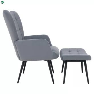 Fotel lábtartóval, szürke Velvet szövet/fekete, HABEN