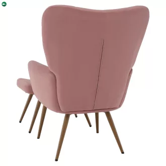   Fotel lábtartóval, rózsaszín Velvet szövet/tölgy, HABEN