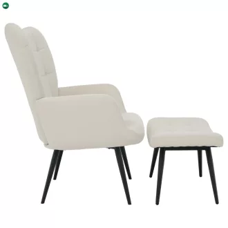 Fotel lábtartóval, fehér Velvet szövet/fekete, HABEN