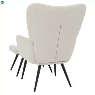 Fotel lábtartóval, fehér Velvet szövet/fekete, HABEN