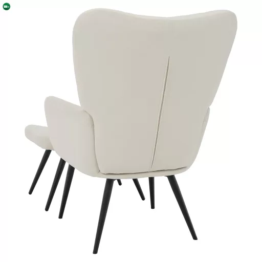 Fotel lábtartóval, fehér Velvet szövet/fekete, HABEN