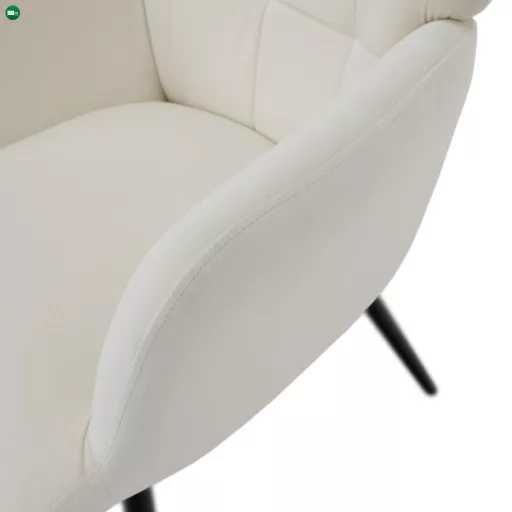 Fotel lábtartóval, fehér Velvet szövet/fekete, HABEN