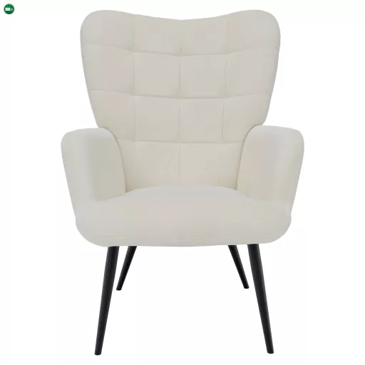 Fotel lábtartóval, fehér Velvet szövet/fekete, HABEN