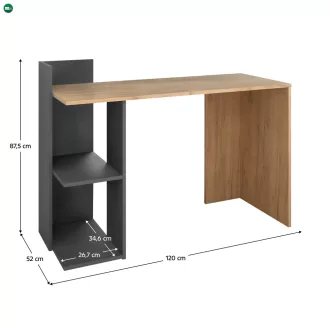 Számítógépasztal, tölgy craft arany/grafit, ZINO NEW