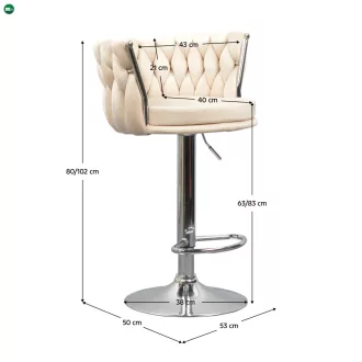 Design bárszék, bézs Velvet szövet/króm, BRIN
