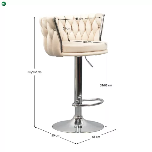 Design bárszék, bézs Velvet szövet/króm, BRIN