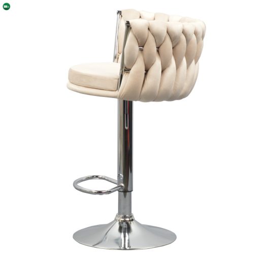 Design bárszék, bézs Velvet szövet/króm, BRIN