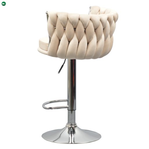 Design bárszék, bézs Velvet szövet/króm, BRIN